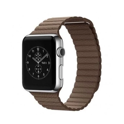 Mybandz APW422346 APPLE WATCH UTÁNGYÁRTOTT MÁGNESES BŐRÓRASZÍJ /BARNA/ 42/44 MM