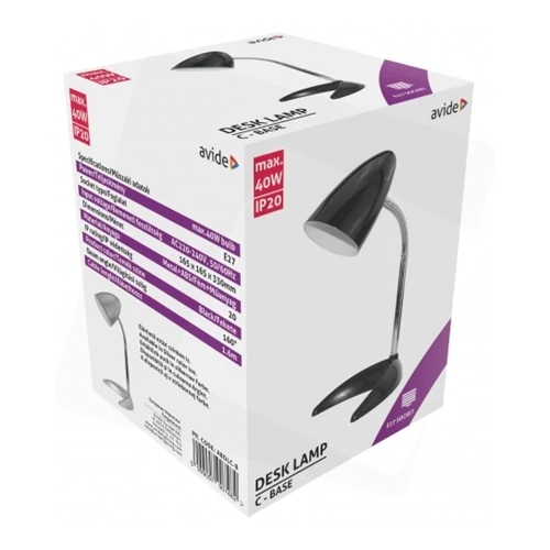 Avide BASIC O TALPÚ FEKETE + 4W LED ASZTALI LÁMPA IZZÓVAL