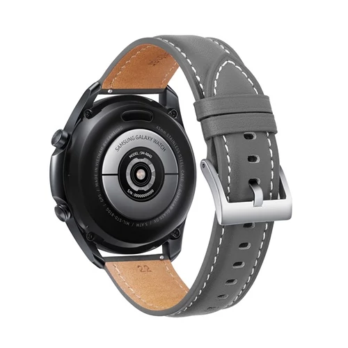 Mybandz 22SKU4565 ELEGÁNS BŐRÓRASZÍJ - SZÜRKE - EZÜST CSATTAL / 22MM