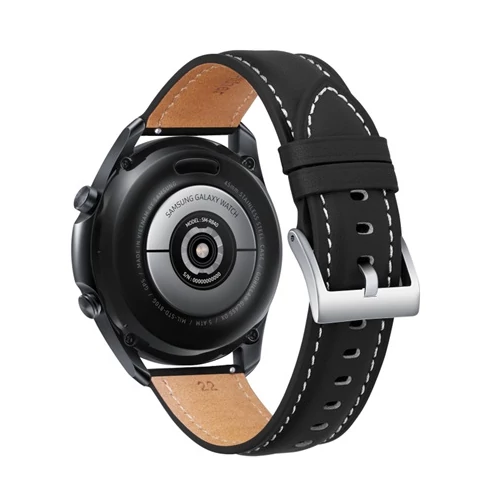Mybandz 20SKU4561 ELEGÁNS FEKETE BŐRÓRASZÍJ EZÜST CSATTAL / 20MM