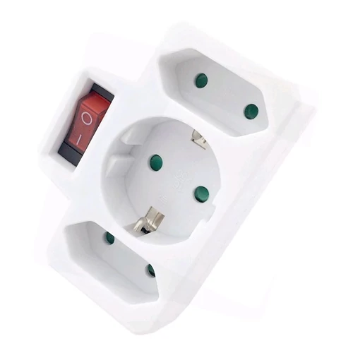 Entac EPAG-1EE2E-SW HÁLÓZATI ADAPTER 3 ALJZAT (1 FÖLDELT, 2 EURO) KAPCSOLÓVAL