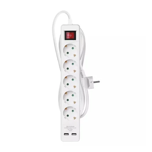 Emos P1523RU HOSSZABBÍTÓ 3 M / 5 ALJZAT / KAPCSOLÓS / USB / 1,5 MM2