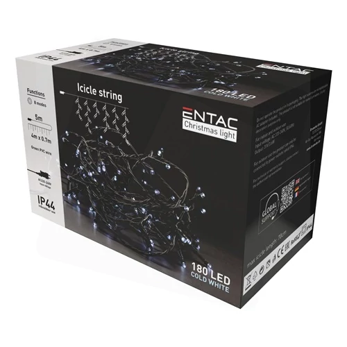 Entac ECL-I180CW KARÁCSONYI FÜZÉR IP44 JÉGCSAPFÜZÉR 180 LED