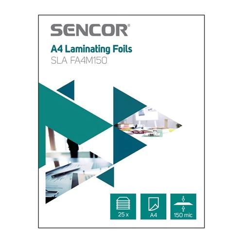 Sencor SLA FA4M150 LAMINÁLÓ FÓLIA A4 2X75 MICRON 25 DB