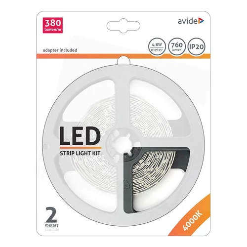Avide ABLSBL12V2835-60NW LED SZALAG BLISZTER 12V 4.8W SMD2835 60LED/M 4000K IP20 2m