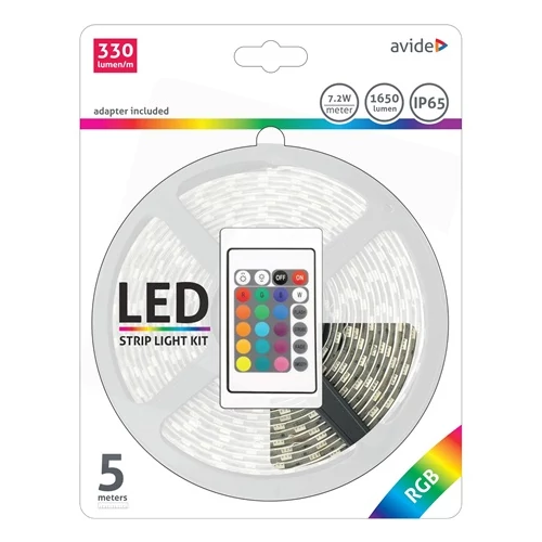 Avide ABLSBL12V5050-30RGB65 LED SZALAG BLISZTER 12V 7.2W SMD5050 30LED RGB IP65 5m