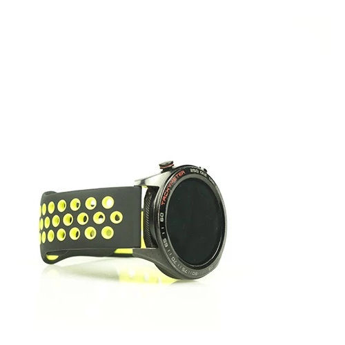 Mybandz 22SKU2071 LÉLEGZŐ SZILIKON ÓRASZÍJ / FEKETE-SÁRGA / 22MM