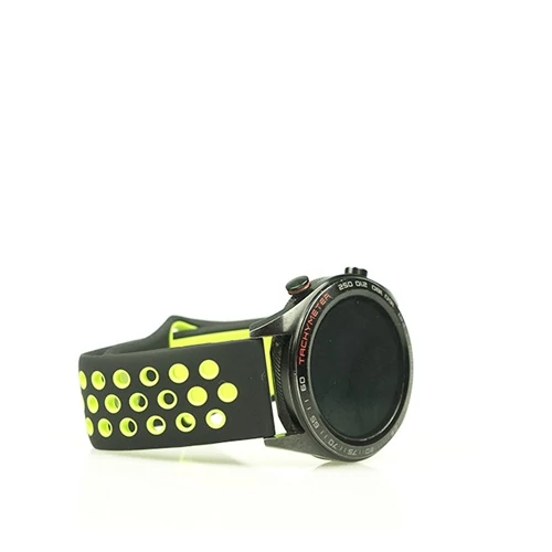 Mybandz 22SKU2098 LÉLEGZŐ SZILIKON ÓRASZÍJ / FEKETE-ZÖLD / 22MM