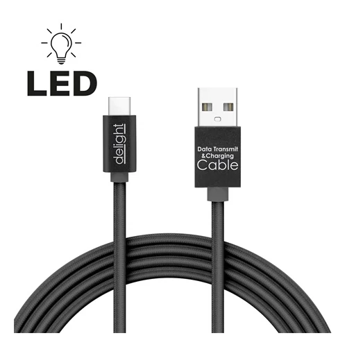 Delight 55442C-BK TÖLTŐ-ÉS ADATKÁBEL USB / USB-C KÁBEL